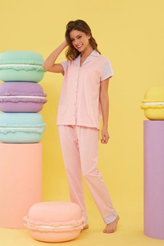 NBB 67799 Soft Puantiyeli Bayan Gömlekli Pijama Takım 23Y Resimi