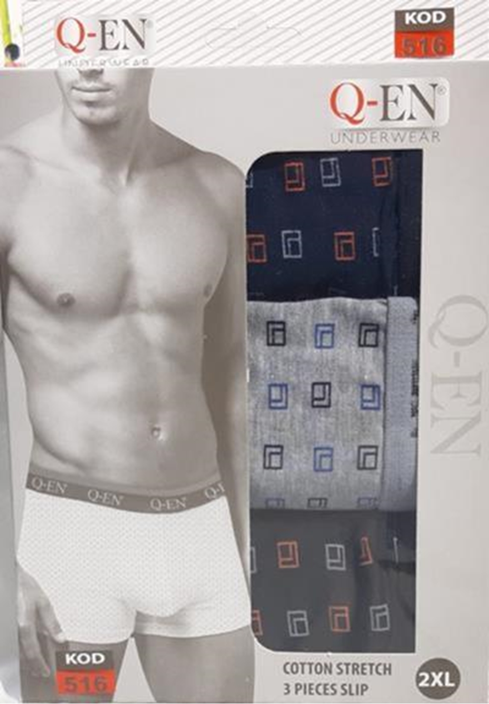 Q'En 516 Erkek Cotton 3'lü Baskılı Boxer Resimi